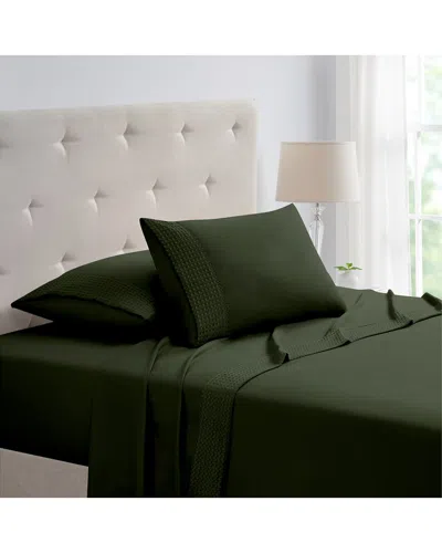 Bamboo Comfort 4pc 1800 Thread Count Waffle Hem Sheet Set In Green