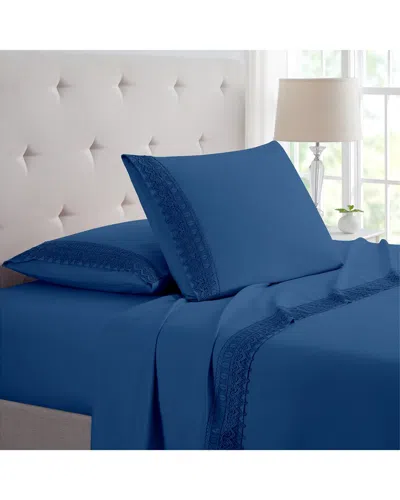 BAMBOO COMFORT BAMBOO COMFORT LACE CROCHET EMBROIDERY 4PC SHEET SET