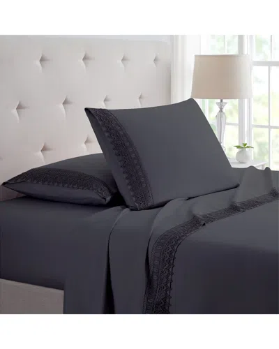 BAMBOO COMFORT BAMBOO COMFORT LACE CROCHET EMBROIDERY 4PC SHEET SET