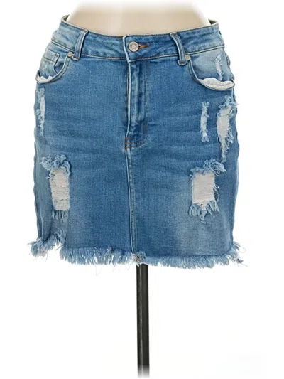 Pre-owned Bamboo Denim Skirt In Blue