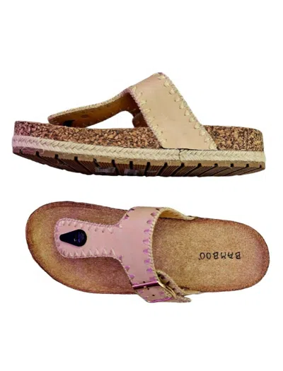 Bamboo Edge Stitching Thong Sandal In Pink