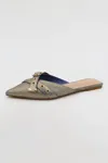 Bamboo Runway Mules In Golden Denim In Multi