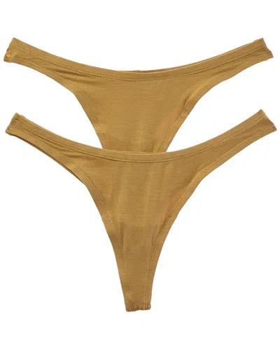 Bamboo Set Of 2 Essential Dipped Thong In Brown