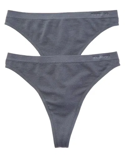 Bamboo Set Of 2 Essential High Rib Thong In Gray