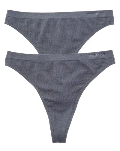 Bamboo Set Of 2 Essential High Rib Thong In Gray