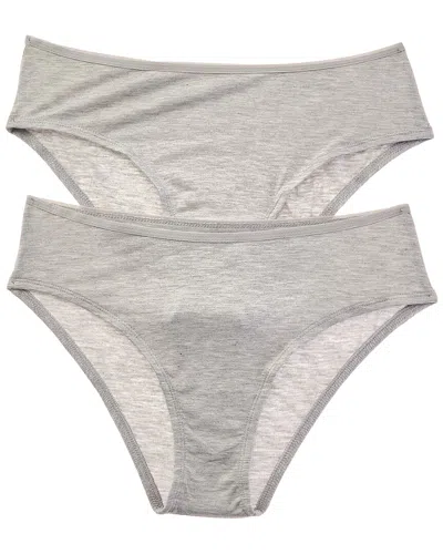 Bamboo Set Of 2 Essential High Waisted Brief In Gray