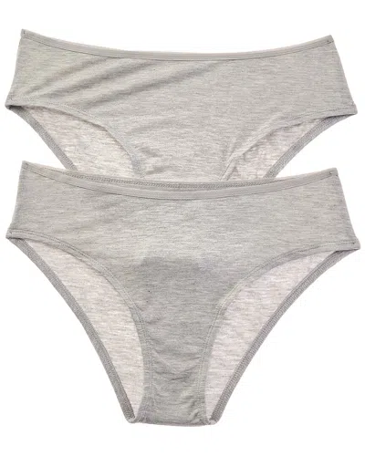 Bamboo Set Of 2 Essential High Waisted Brief In Gray