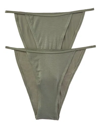 Bamboo Set Of 2 Essential String Bikini Brief In Green
