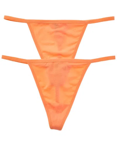 Bamboo Set Of 2 Seamless Cheeky G-string In Orange