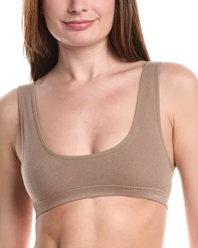 Bamboo Set Of 2 Seamless Rib Scoop Open Back Bralette In Brown
