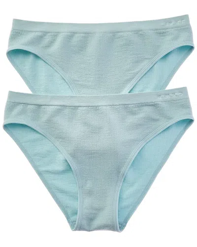 Bamboo Set Of 2 Seamless Waffle Bikini Brief In Blue