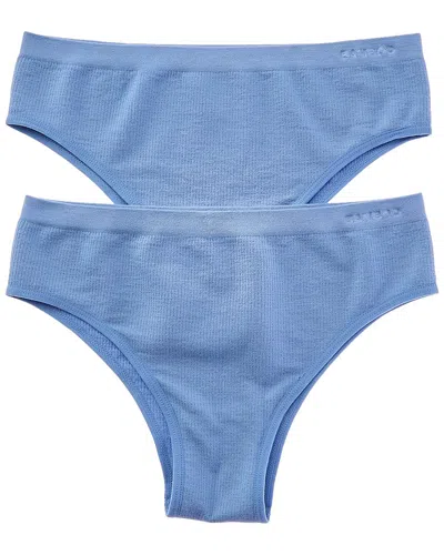 Bamboo Set Of 2 Seamless Waffle Bikini Brief In Blue