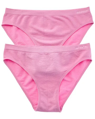 Bamboo Set Of 2 Seamless Waffle Bikini Brief In Pink