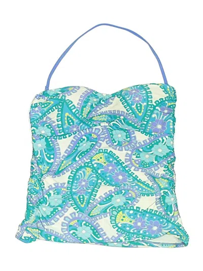 Pre-owned Bamboo Swimsuit Top Blue Paisley Pattern Swimwear