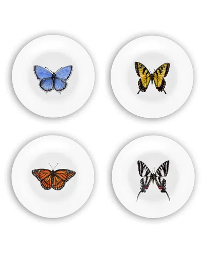 Bamboo Table Butterflies Plates Gift Set In White