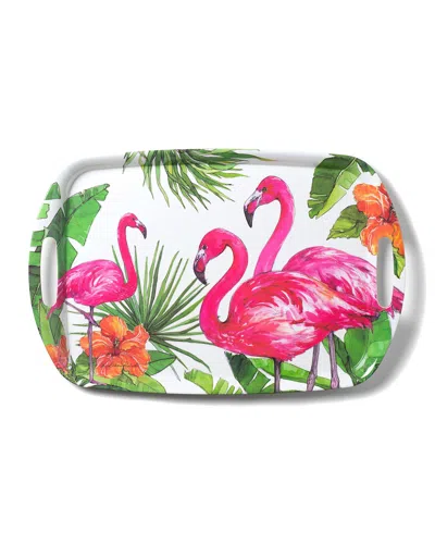 Bamboo Table Flamingo Tropics Shatter-resistant Bamboo Serving Tray In Multi