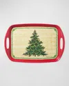 Bamboo Table Merry Christmas Tree Tray In Multi