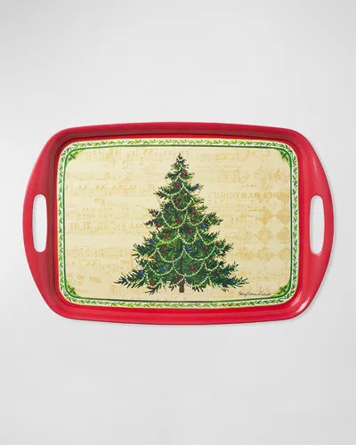 Bamboo Table Merry Christmas Tree Tray In Multi