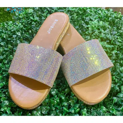Bamboo Women's Ab Sparkle Slide Sandals In Silver