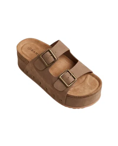 Bamboo Women's Chunky Slides In Mocha In Brown