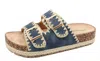 Bamboo Women's Espadrille Embroidered Sandals In Blue In Blue