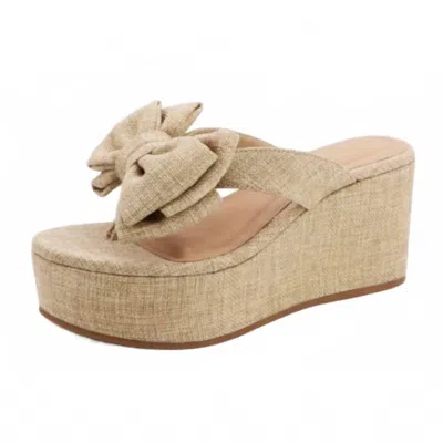 Bamboo Women's Raffia Bow Platform Sandals In Natural In Neutral