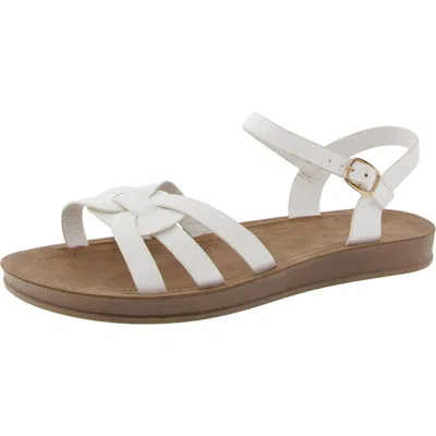 Bamboo Womens Adjustable Faux Leather Ankle Strap In White