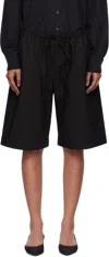 Bambou Roger Kwong Black Cotton Poplin Oversized Shorts In Black