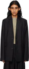 Bambou Roger Kwong Black Wool & Mohair Fitted Blazer In Black
