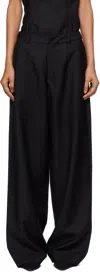Bambou Roger Kwong Black Wool & Mohair Trousers In Black