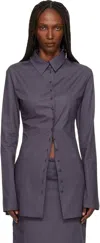 Bambou Roger Kwong Gray Cotton Poplin Fitted Cuffless Shirt In Gray