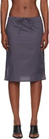 Bambou Roger Kwong Gray Cotton Poplin Midi Skirt In Gray