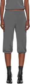 Bambou Roger Kwong Gray Shiny Crêpe Jersey Dance Corsaire Lounge Pants In Gray