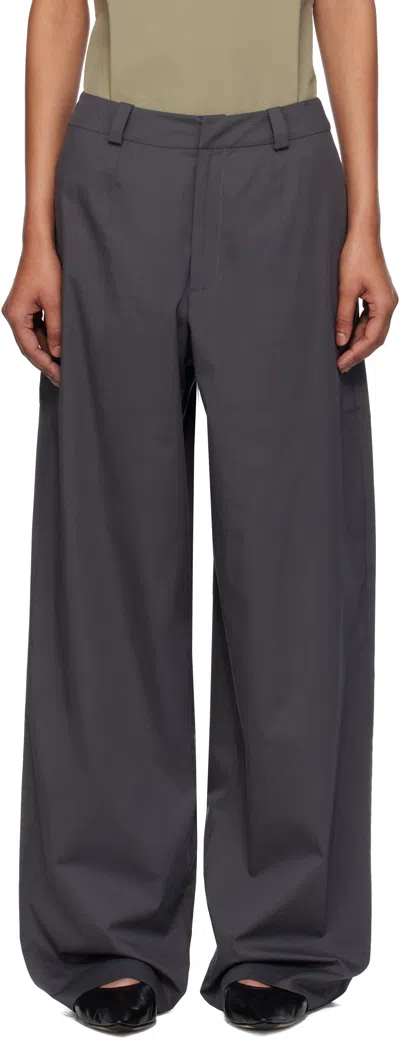 Bambou Roger Kwong Gray Stretch Cotton Micro Faille Trousers