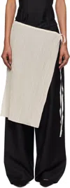 Bambou Roger Kwong Off-white Pleated Cotton Silk Wrap Midi Skirt In Brown