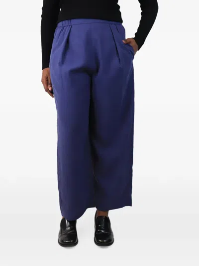 Pre-owned Bamford Pleated Silk Wide-leg Trousers In Blue