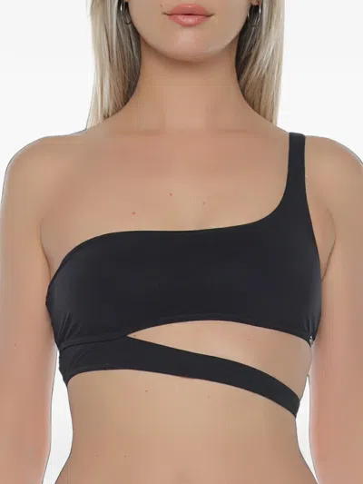 Banana Moon Asymo One-shoulder Cut-out Bikini Top In Black