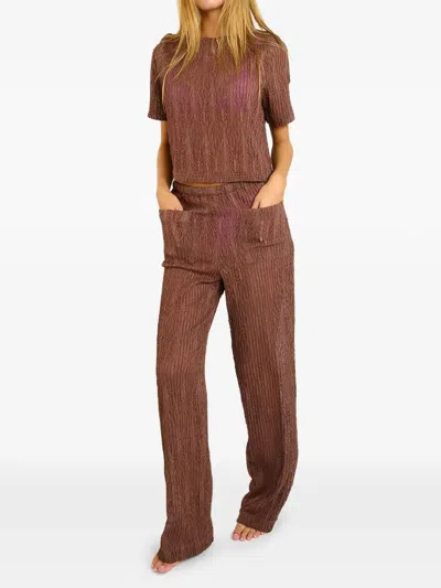 Banana Moon Beachsoul Textured Straight-leg Trousers In Brown