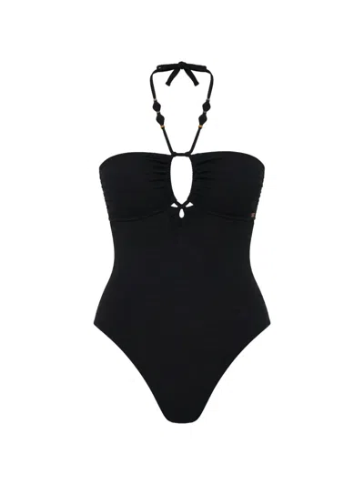 Banana Moon Bead-embellished Cutout Swimsuit In Black