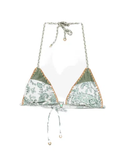 Banana Moon Bosco Paisley-print Crochet-trim Bikini Top In Multi