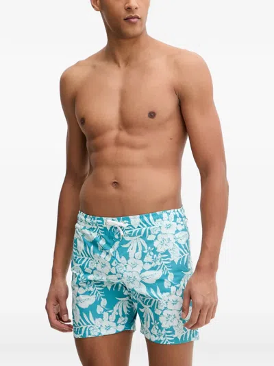 Banana Moon Brooklyn Floral-print Drawstring Swim Shorts In 블루