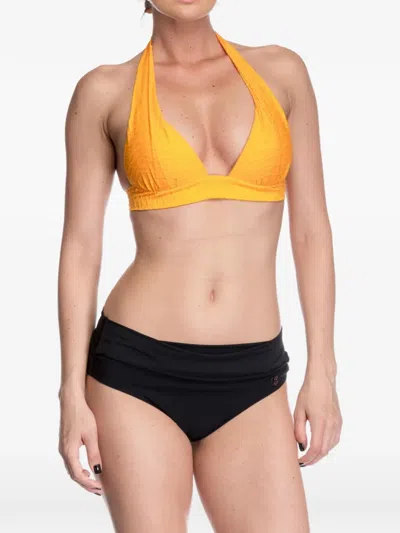 Banana Moon Crinkled-effect Halterneck Bikini Top In Yellow
