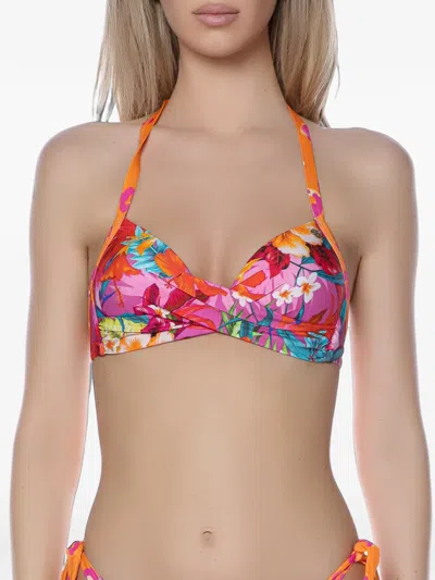 Banana Moon Floral-print Twist-detail Bikini Top In Multi