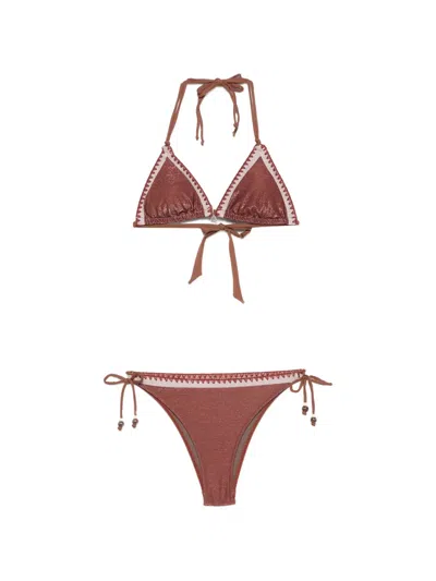 Banana Moon Gehäkelter Bikini Mit Glitter-optik In Brown