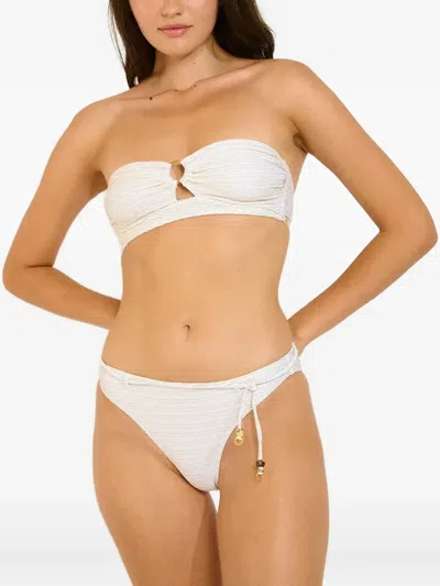 Banana Moon Jomo Striped Bandeau Bikini Top In White