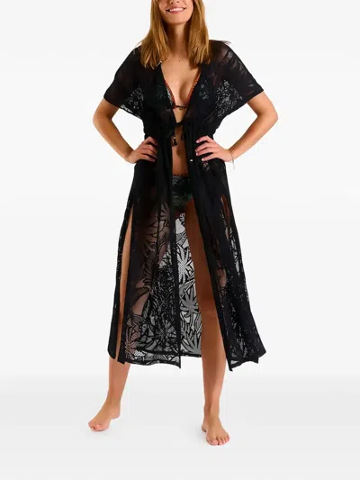 Banana Moon Lace-knit Drawstring Beachwear In Black