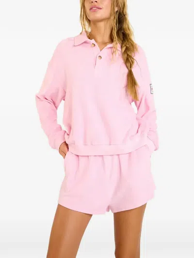 Banana Moon Leighton Spongetime Terry-cloth Texture Polo Top In 핑크
