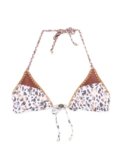 Banana Moon Leopard-print Triangle Bikini Top In Brown