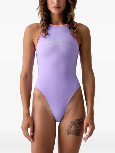 Banana Moon Logo-embroidered Cut-out Swimsuit In Purple