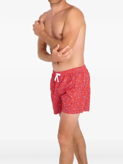 Banana Moon Ruben Floral-print Drawstring Swim Shorts In Red